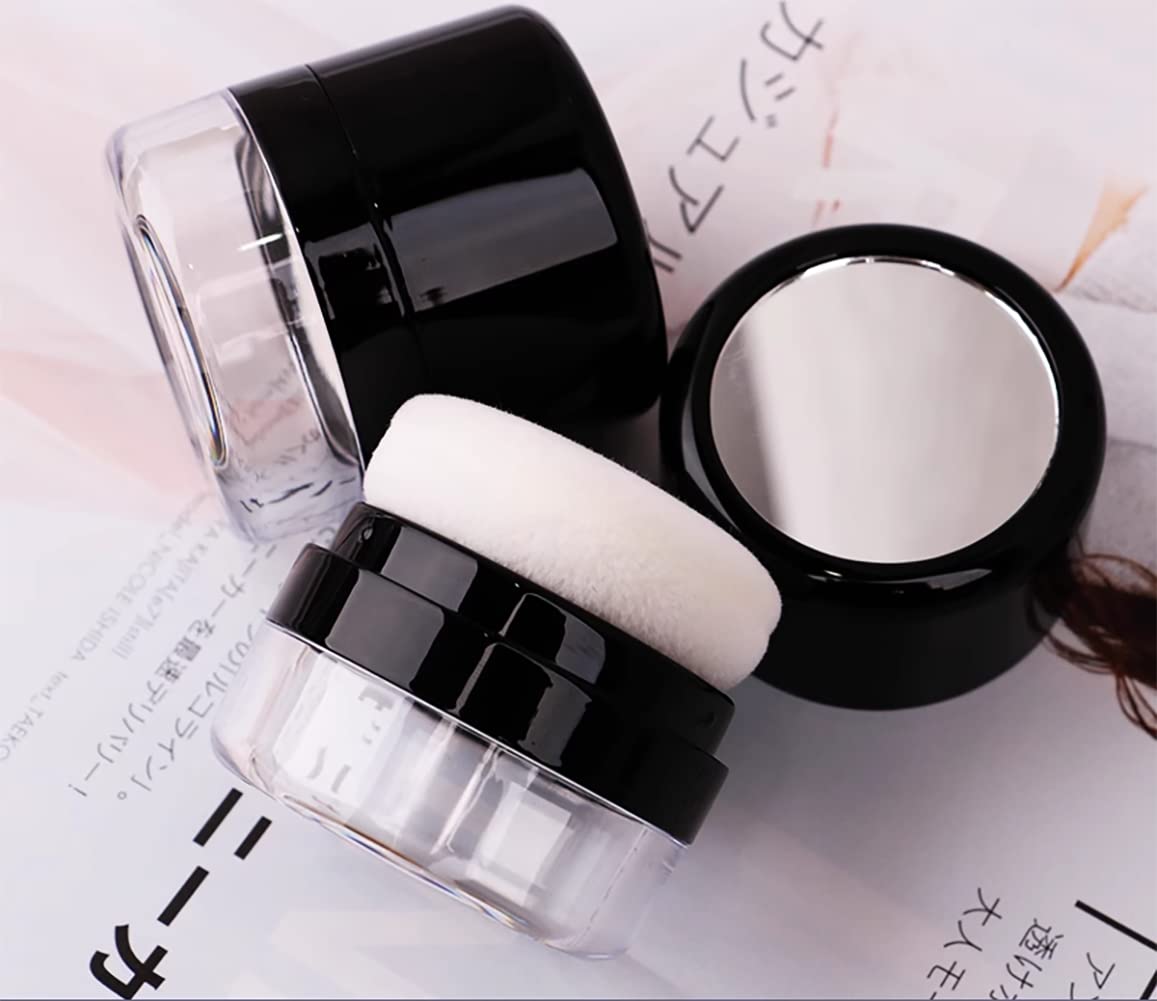 MUAECH Empty Bottle for Dry Shampoo for Women, Reusable Travel Size Powder Bottle With Sponge Applicator for Easy Apply, Refillable Loose Powder Box With Mirror