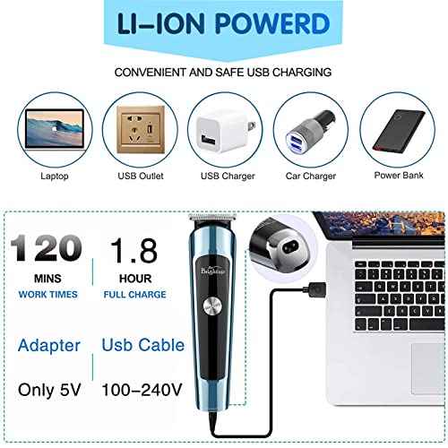Brightup Beard Trimmer for Men, IPX7 Waterproof Mens Grooming Kit with Cordless Hair Clippers, Electric Razor with LED Display, Shavers for Mustache, Body, Face, Ear, Nose Hair Trimmer, Gifts for Men