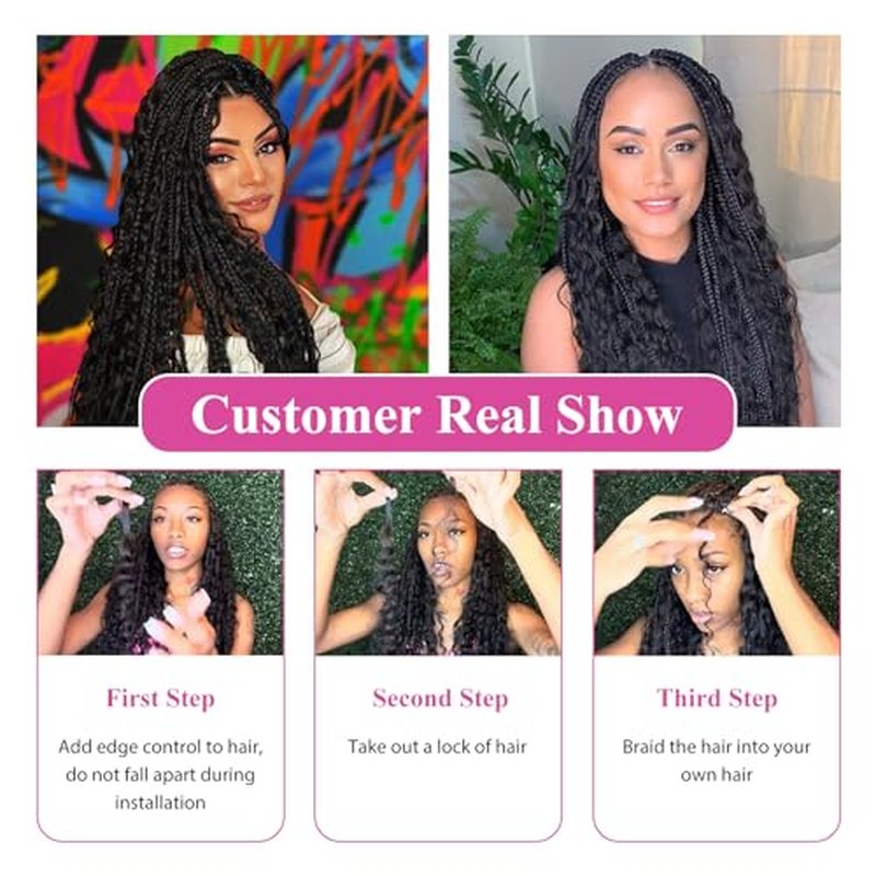 Human Braiding Hair, 3 Bundles 150g Water Wave Bulk Boho Hair for Braiding, 12A Curly Human Braiding Hair for Boho Knotless Braids Bundles Natural Color 20 Inch
