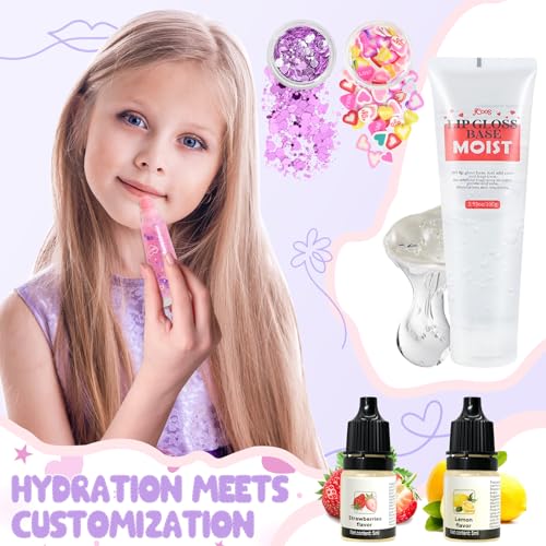 Jcoos DIY Lip Gloss Making Kit, 55PCS Lip Gloss Kit to Make Your Own Lip Gloss, Miost Lipgloss Base, Lip Gloss Tubes, Lipgloss Sets for Girls, Kids, Beginner Tweens Girls Trendy Stuff Gift for Her