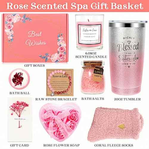 Sister in Law Gifts, Best Sister in Law Birthday Gifts, Mother's Day, Wedding Or Thanksgiving Day Best Gifts for Sister-in-Law, Sister-in-Law Spa Gift Basket Set