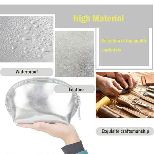 3pcs Make up Bag Set Travel Makeup Bags for Women Leather Cosmetic Bag Toiletry Organizer Bag Personalized Makeup Pouch Skincare Bag Silver
