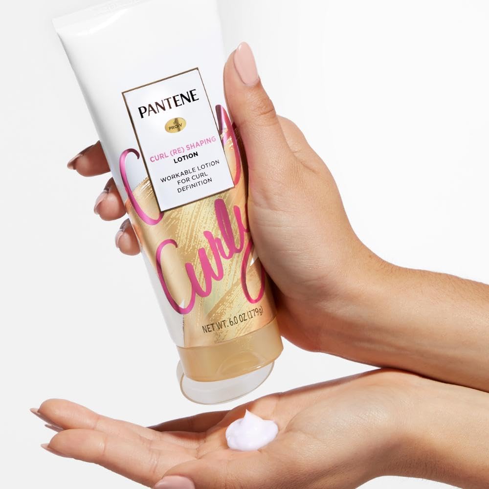 Pantene Pro-V Curl Cream Hair Lotion, Moisturizing Curl Defining Cream, Anti Frizz for Wavy or Curly Hair, with Vitamin B5, Pack of 3, 18 oz Total