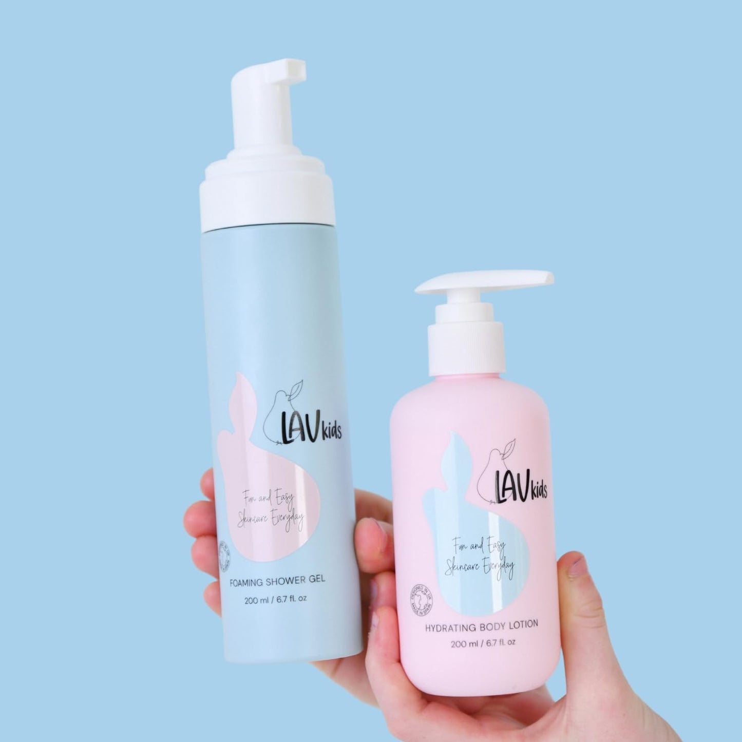LAV KIDS Body Care Set, Foaming Body Wash and Delicate Body Lotion, Natural Pear and Chamomile, 150ml
