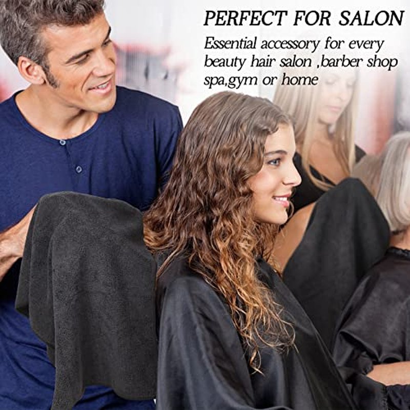 26 Pack Salon Towel Bulk Black Microfiber Hair Drying Towels Bleach Proof Microfiber Lint Free Absorbent Hand Towels Set for Home Hotel Bath Salon Spa Gym, 16 x 27 Inches