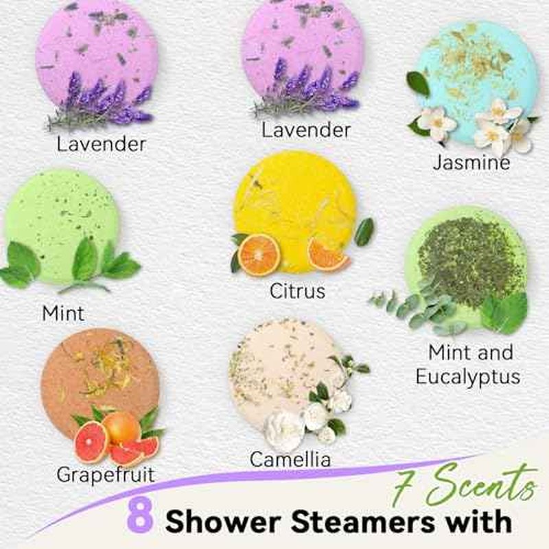 Shower Steamers Aromatherapy 8 Pack, Birthday Christmas Gifts for Women Stocking Stuffers&Luxury Gift Box, Shower Bombs with Natural Essential Oils, Home Spa Stress Relief, Relaxation Self Care