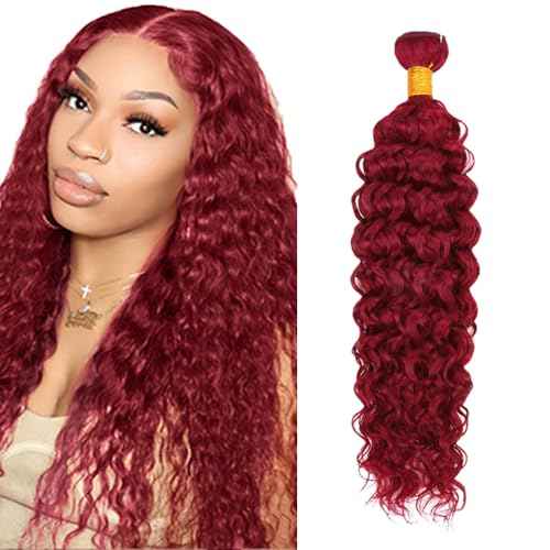 Dark Burgundy Bundles Human Hair 99J Water Wave 1 Bundle 20 inch Unprocessed Brazilian Virgin Hair Color Red Bundles
