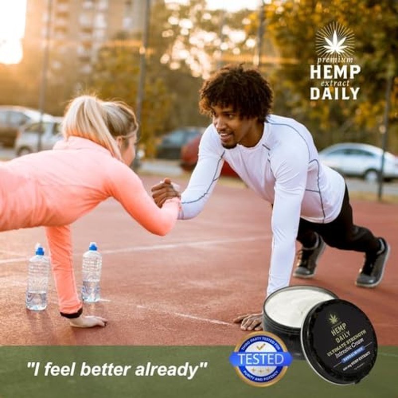 Premium Hemp Extract Daily Ultimate Strength Intensive Cream - Menthol, Argan, Jojoba, Rosehips - Lightweight, Fast-Absorbing Moisturizing Topical Lotion with Essential Oils - Lavender, Single 5oz