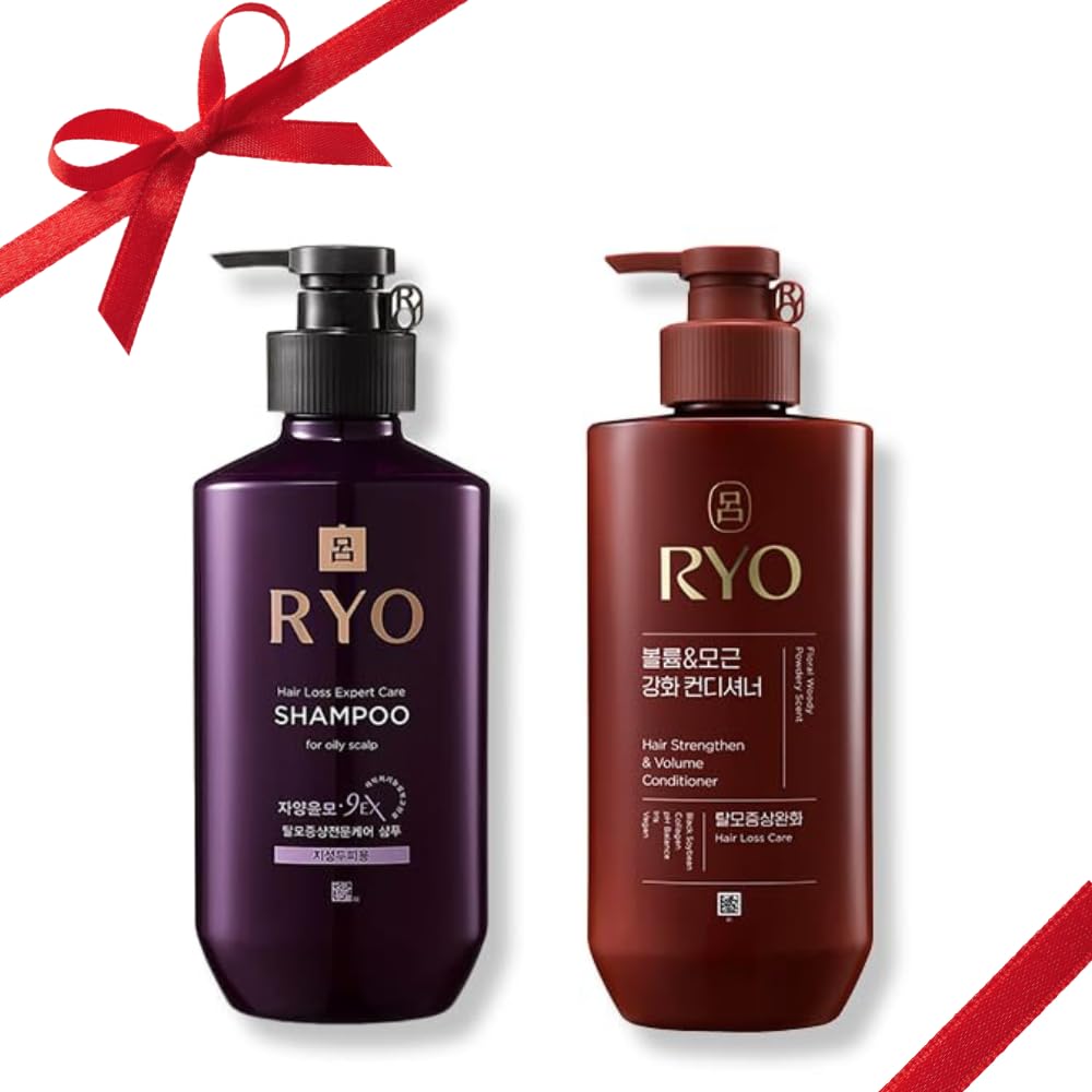 RYO Hair Strength Expert Care Shampoo & Conditioner Set - Korean Ginseng for Oily Scalp & Fine Hair | Strengthening & Volumizing