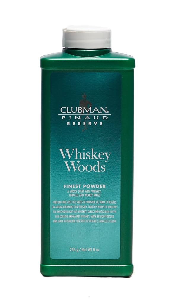Clubman Reserve | Whiskey Woods Body Powder for Men - Moisture & Odor Control, 9 oz