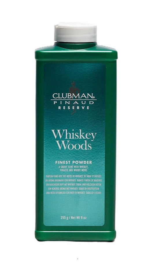 Clubman Reserve | Whiskey Woods Body Powder for Men - Moisture & Odor Control, 9 oz
