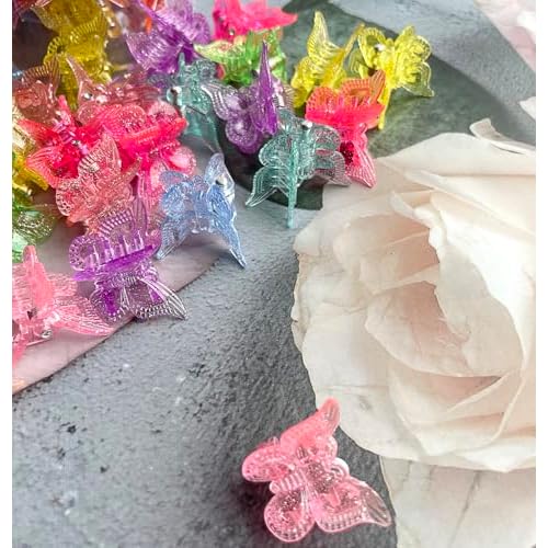 Mini Butterfly Hair Claw Clips, Glitter Hair Clips Claw,Small Hair Clips,Sparkly Colorful Hair Accessories for Girls and Women, Cute, Small, Tiny Clip, Set of 50