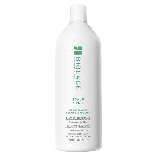 Biolage Scalp Sync Calming Shampoo - Gently Cleanses Dry & Sensitive Scalps, Hydrates & Soothes, Fermented Tea Blend & Glycolic Acid, Vegan & Paraben-Free, 33.8 Fl Oz, Packaging may vary