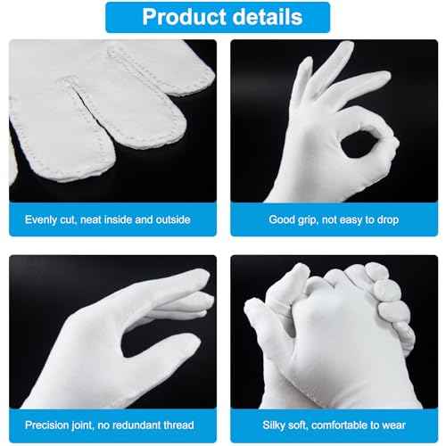 5Pairs (10Pcs) Moisturizing Gloves Overnight for Men and Women, Washable SPA White Cotton Gloves for Dry Hands Eczema Work Inspection Service Performance