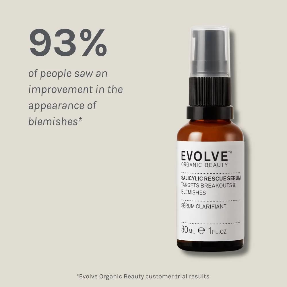 Evolve Organic Beauty - Natural Salicylic Rescue Serum | Small-Batch, Vegan Clean Beauty (1 fl oz | 30 mL) Packaging May Vary