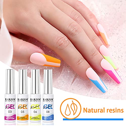 RARJSM Painted Gel Nail Polish Set, Line Art Gel 12 Colors Neon Pink Yellow Green Glitter Silver Gold Nail Art Painting Manicure Tools DIY Drawing NailGel for Line U V L E D Required