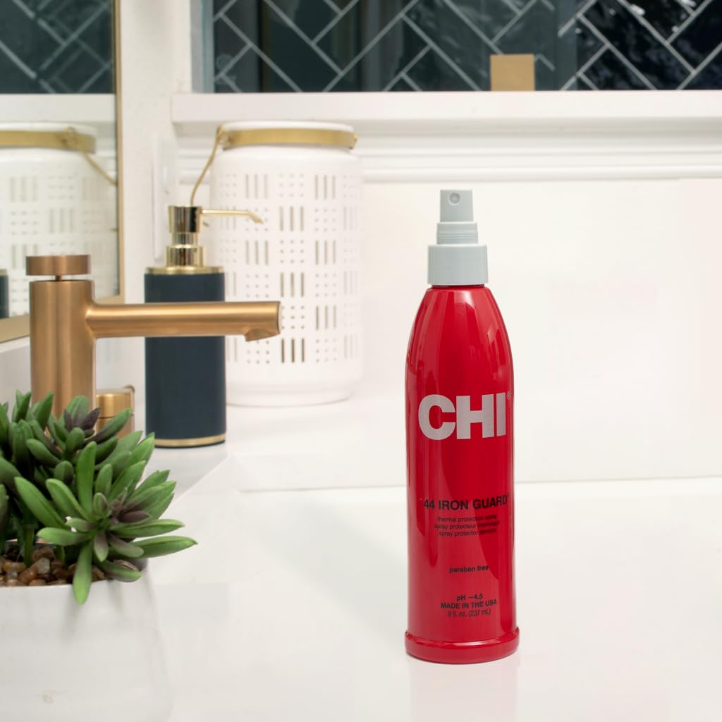 CHI 44 Iron Guard Thermal Protection Spray, Nourishing Formula Helps Resist Heat Damage to Hair & Tame Frizz, Clear, 8 Oz, Pack of 2