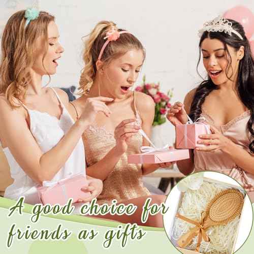 Weysat 6pcs Bamboo Hair Brush with Steel Bristles for Women Bulk Wooden Paddle Brush Scalp Massage Bamboo Detangling Hairbrush Engraving DIY Gift for Women Men Wedding, Anti Static, All Hair Types