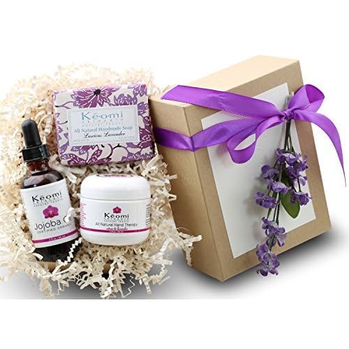 Lavender Organic Handmade Bath and Body Gift Set - by Keomi Naturals - Pamper Them with All Natural Luxury - Beautifully Packaged Ready to Give