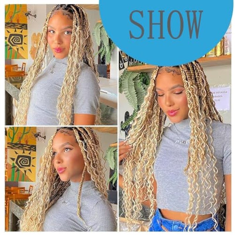 #613 Blonde Human Braiding Hair Deep Wave Bulk 22 22 22 Inch Human Hair Weave 3 Bundle Unprocessed Brazilian Virgin Hair Honey Blonde Deep Curly Braiding Hair Extensions 50 Grams/Bundle