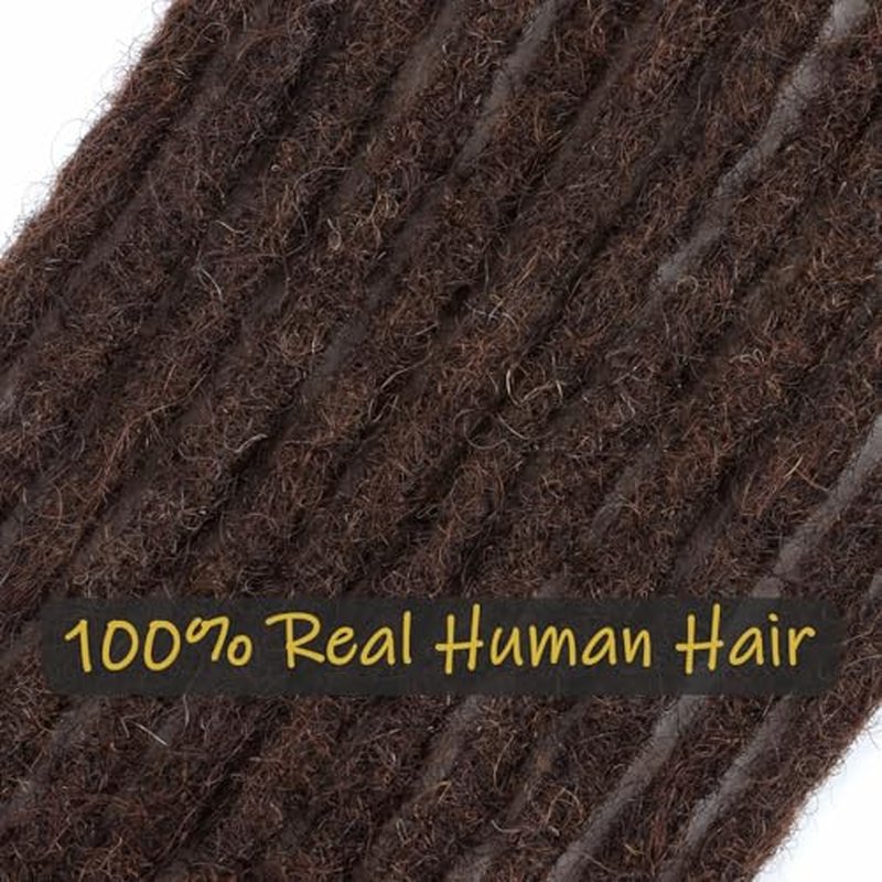IXIMII Chocolate Brown Human Hair Dreadlock Extensions 0.4 cm 10 inch 20 Strands #4 Handmade Permanent loc Extensions with Needles and Comb Real Human Hair Dreads Extensions for Women Men Kids