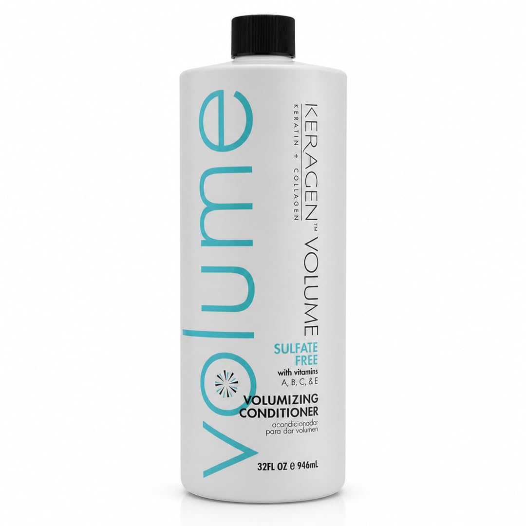 KERAGEN Volumizing Conditioner – Keratin & Collagen Matrix for Fine, Color-Treated & Chemically Processed Hair | Sulfate-Free, Paraben-Free | Panthenol, Jojoba Oil | Made in USA | 32 oz