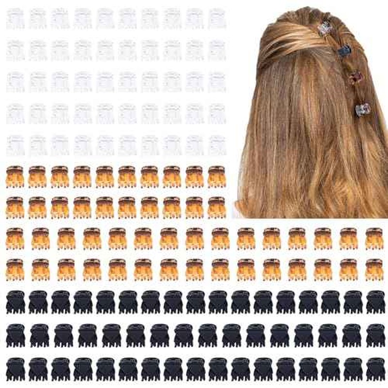 Cobahom 150PCS Extra Small Claw Clips for Thin Thick Hair, Super Mini No-Slip 0.55 Inch Tiny Hair Clips for Hair Styling, Small Hair Accessories for Women Girls, Brown, Black, Clear
