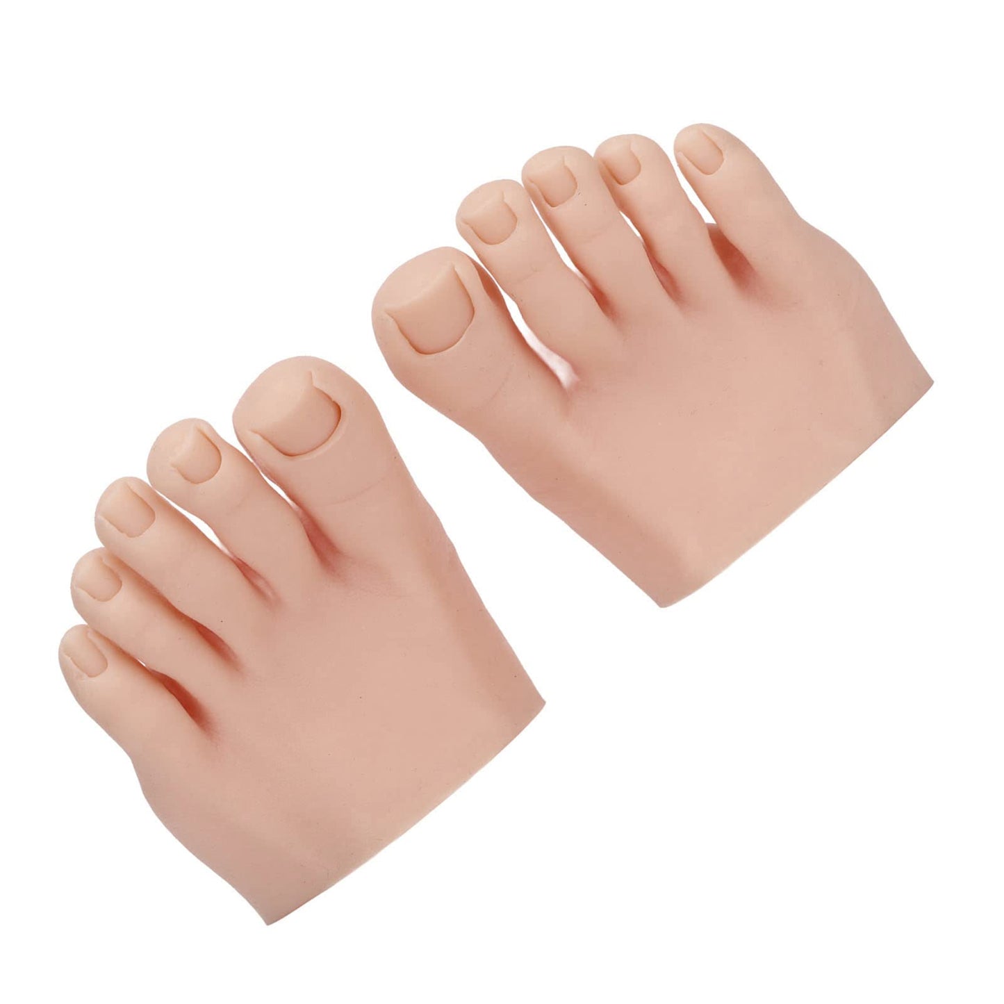 CYTGOUPER Silicone Fake Foot Model 1 Pair–Soft Half Foot with Fake Toes for Nail Art Practice, Tattoo Training,Pedicure Kit,Reusable Skin Silicone Foot for Beginners, Salon Props