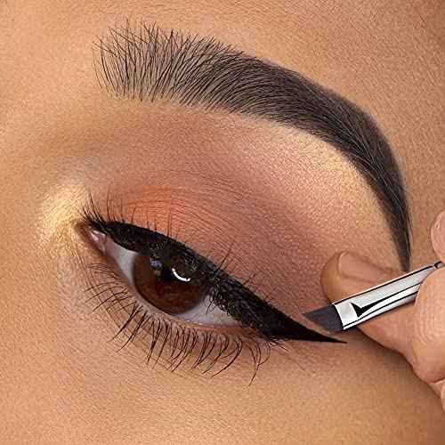 Eyeliner Brush Fine Angled - PRO Precision Gel Eye Liner Makeup Brush -Ultra Thin Slanted Flat Angle - Premium Cruelty Free Synthetic Bristles (E835 2piece)