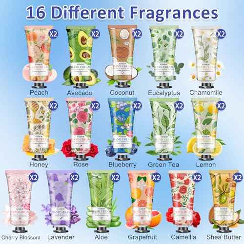 32 Pack Hand Cream Gift for Women, Bulk Hand Lotion Travel Size for Dry Cracked Hands, Mini Moisturizing Hand Cream for Christmas Gifts, Mom Gifts, Stocking Stuffers and Bridal Shower Favors