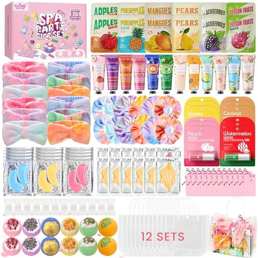 136 PCS Party Favors Bags for Eye Mask Lip Balm Hand Cream & Face Mask Skincare, Foot Spa Bath Bomb & Headband, Bachelorette Party, Retirement Graduation, Friendship, Sister & Birthday Gifts for Women