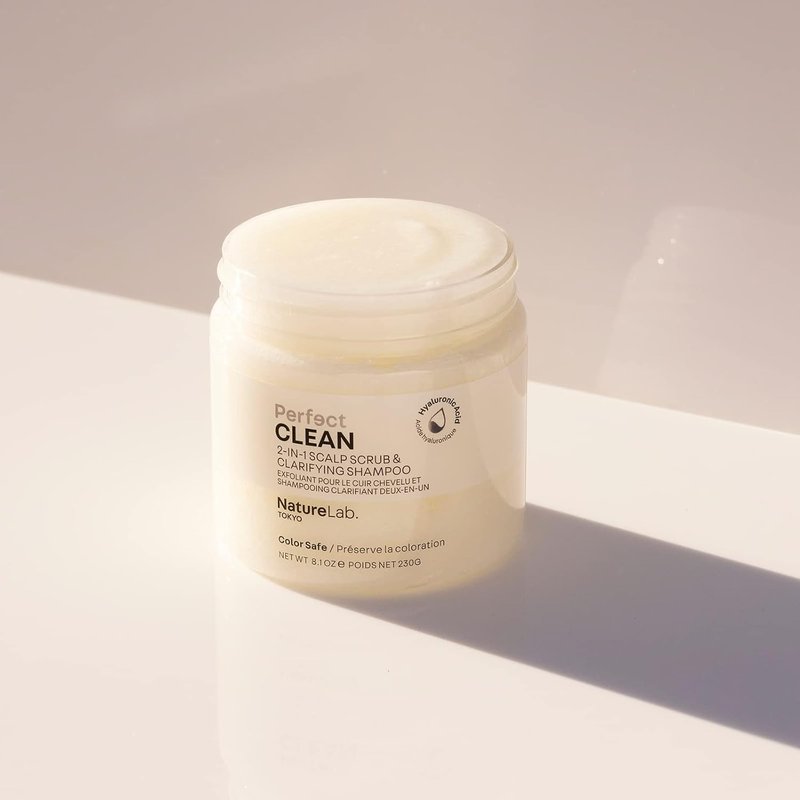 NatureLab.TOKYO Scalp Scrub & Clarifying Shampoo - Exfoliating Sugar Crystals, Probiotic Sake Water | 8.1 oz for Shine & Hydration