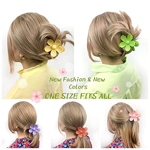 Flower Hair Clips 8PCS, Large Claw Clips for Women Girls Thick Thin Hair, Strong Hold Nonslip Big Dasiy Jaw Clamps Matte Hair Accessories 8 Colors