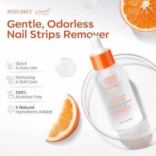 Modelones Semi-Cured Gel Nail Strip Remover | Nail Glue Remover Easy Peel Gel Strips, Press on Nails and Nail Polish | Gentle, Non-Drying, Nourishing and Hypoallergenic Acetone-Free Formula 50ML