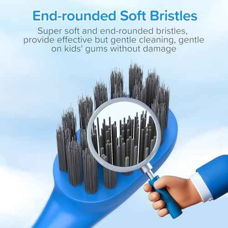 Replacement Toothbrush Heads Compatiable with Burst Kids Electric Toothbrush, Soft Charcoal Bristles for Gentle on Gum and Deep Cleaning, Blue, Pack of 5