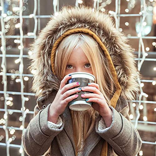 SIUSIO 120Pcs 5 Pack Children Acrylic Fake Nails Press on Pre-glue Full Cover Glitter Gradient Color Short False Nail Art Kits Sets Great Christmas Gift for Kids Little Girls - Mermaid Beach