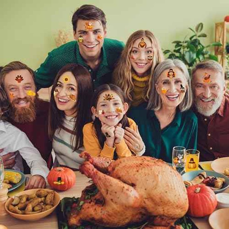 117PCS Thanksgiving Temporary Tattoos for Kids, 9 Sheets Thanksgiving Stickers Turkey Pumpkin Leaves Nuts Patterns, Fall Tattoos Stickers for Harvest Gathering Party Favors Accessories Decorations