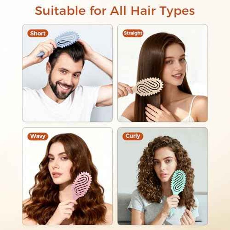 Curly Hair Brush, Curl Defining Brush with Soft Boar Bristles for Combing, Shaping, and Styling Curly Hair Suitable for All Women and Men with Wet & Dry Hair(Pink)