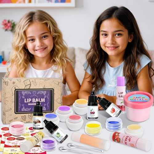 JUYRLE DIY Lip Balm Kit - Make Your Own Natural Beeswax Lip Balm with Containers, Moisturizing Base, Perfect for Kids and Adults