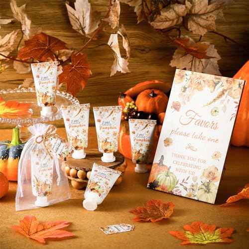 48 Sets Fall Hand Cream Bulk Gifts for Guest Baby Shower Party Favors Travel Size Pumpkin Hand Cream with Thank You Cards for Autumn Thanksgiving Party Supplies(Fall Pumpkin)
