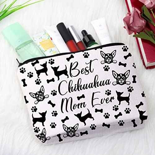 GJTIM Chihuahua Mom Gift Chihuahua Owner Gift Best Chihuahua Mom Ever Chihuahua Gift Makeup Bag Animal Dog Lover Gift (Chihuahua Mom Bag)