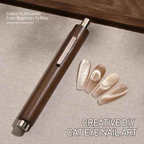 GAOY 3-in-1 Cat Eye Magnet for Nails, Cigar Shape Nail Magnet, Multi-Function Nail Magnets for Nail Art DIY at Home, Brown