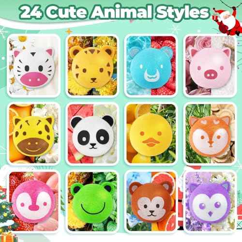 Christmas Advent Calendar 2025 Kids Bath Bombs with Surprise Toys Inside, 24 Days of Christmas Countdown Calendar Bath Bombs with Animal Toys Birthday Xmas Gift for Children Boys Girls