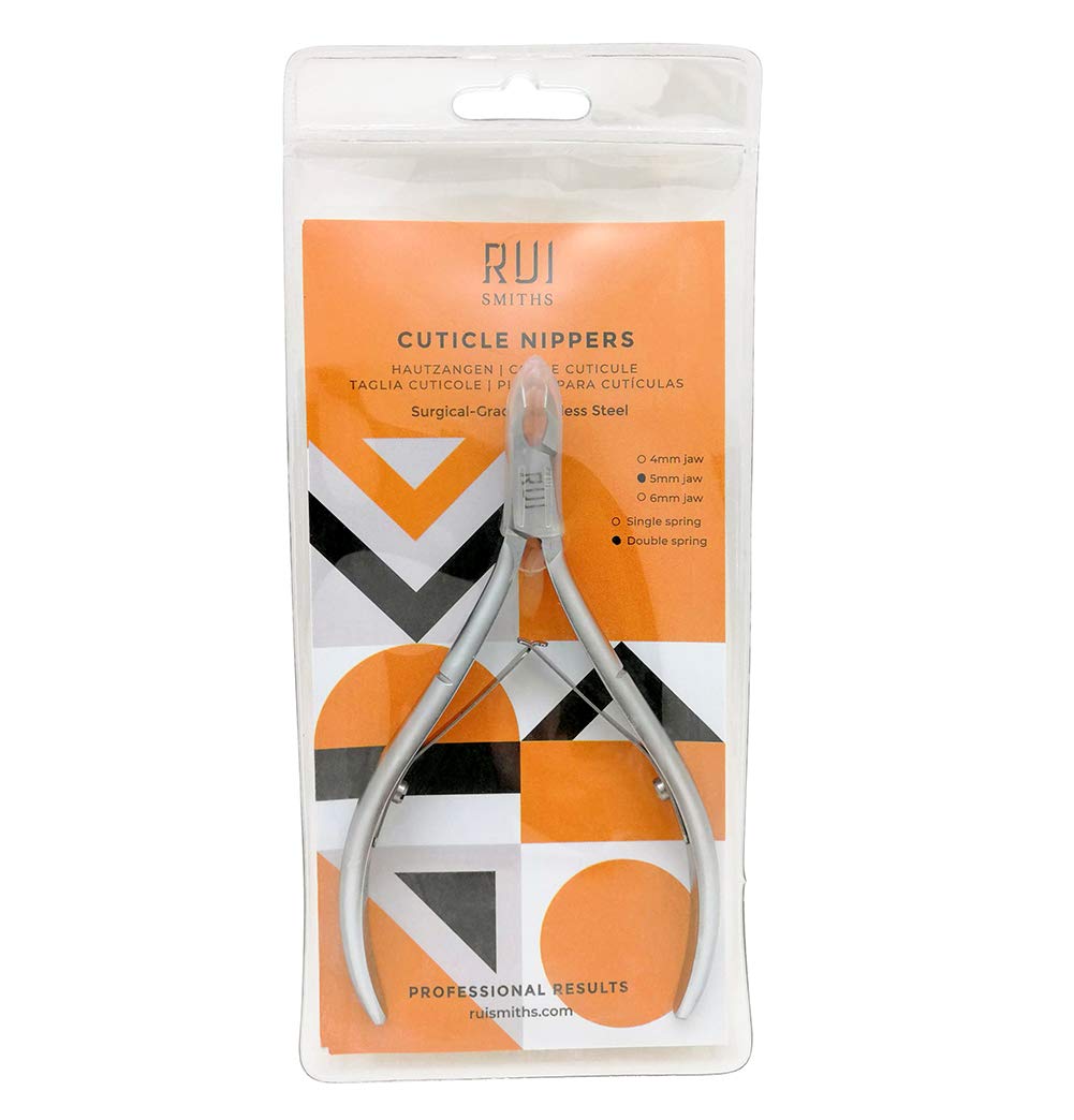 Rui Smiths Professional Cuticle Nippers | Precision Surgical-Grade Stainless Steel Cuticle Trimmer, Double Spring, 4mm Jaw (Quarter Jaw) and Stainless Steel Metal Pusher Style 106