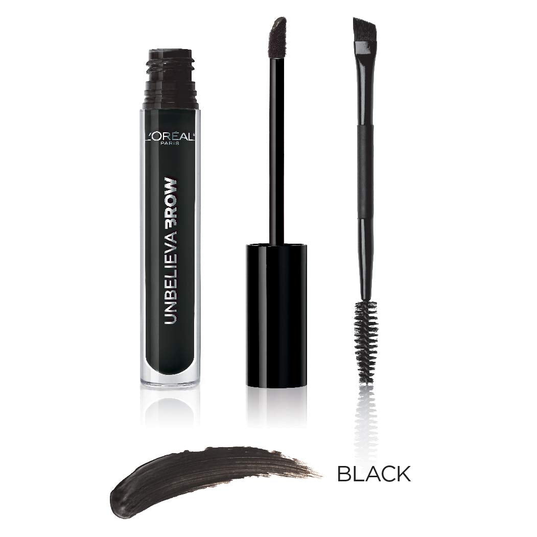 L'Oreal Paris Unbelieva-Brow Waterproof Tinted Brow Gel - Smudge-Resistant, Quick Drying, Black, 0.15 fl. oz.