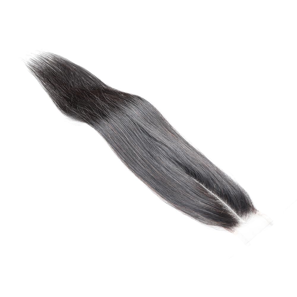 Straight Lace 2x6 Kim K Closure Hand-Tied 100% Brazilian Virgin High Ratio Human Hair Transparent Lace Closure Deep Central/Middle Part Closure Extensions For Women Natural Black Color (16 inch)