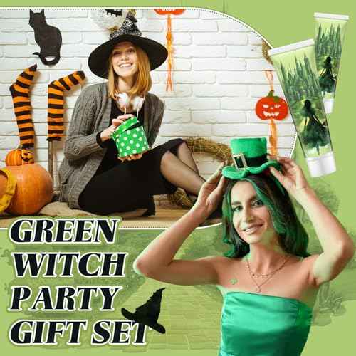 12 Pcs Pink and Green Witch Hand Cream Halloween Hand Lotions Wizard Birthday Decoration Fairy Party Supplies Halloween Party Favor Bag Stuffer(Green,Witch)