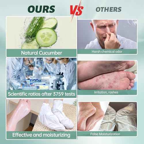 VGO 3 Pack Foot Peeling Mask, Natural Exfoliating Foot Mask, Dead Skin Callus Remover Repair Heels, Smooth Touch Feet, Hydrating Foot Care for Dry Cracked Feet