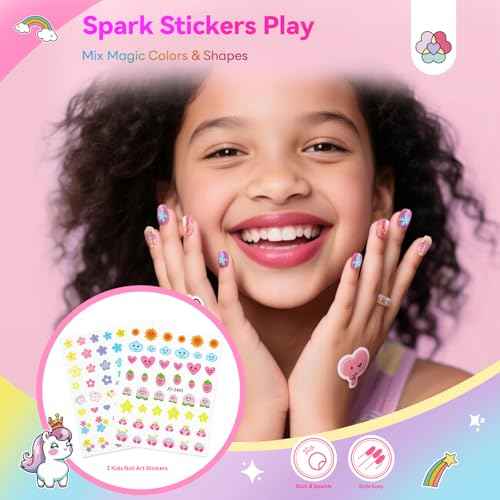 SAVILAND Glamkids Kids Nail Polish Set: Plant-Based 12 Colors Toddler Nail Polish Toxic-Free Peel-Off Kids Fingernail Polish with Nail Art Stickers Decals for Christmas Birthday Gifts Girls Ages 5-12