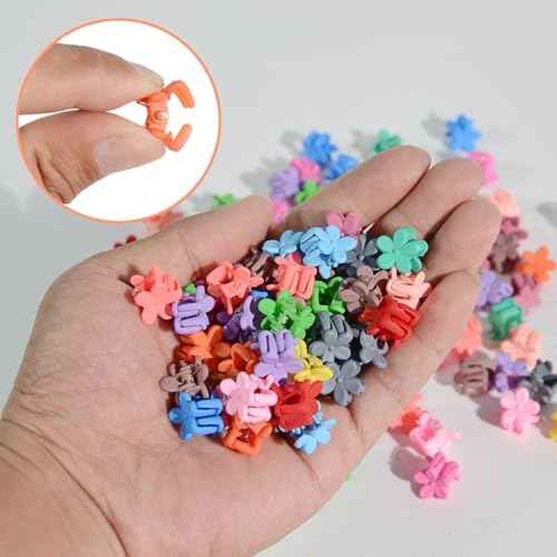 Mini Flower Hair Clip Flower Clips,Colorful Mini Hair Claw,for Women, Girls,Baby, Toddler Bangs Strong Grip Small Tiny Rainbow Hair Clips (50, Matte Colors)